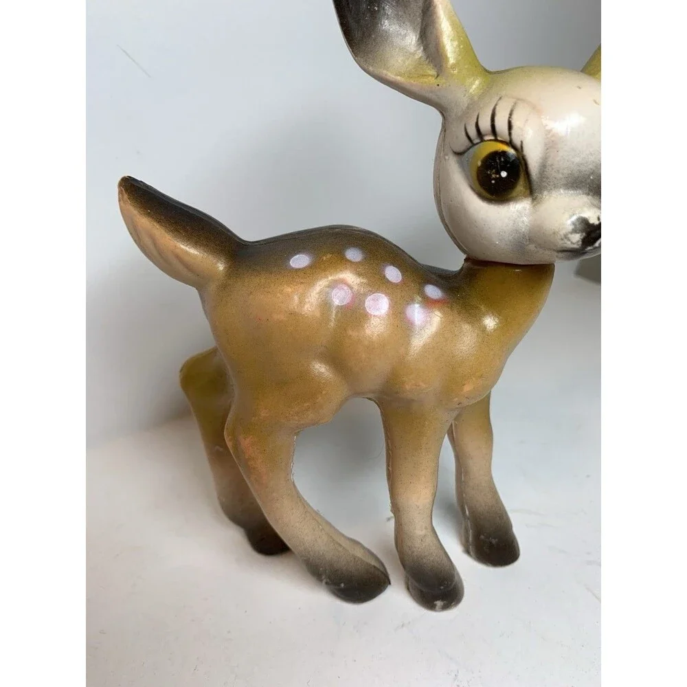 Vintage Christmas Deer Rubber Figure 7” Hong Kong Kitsch MCM Holiday Figure